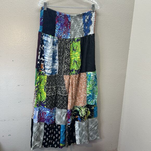 Peaceful People Harem Patchwork Pants Stretch Boho Indie Hippie Festival SZ L/XL - Picture 1 of 8